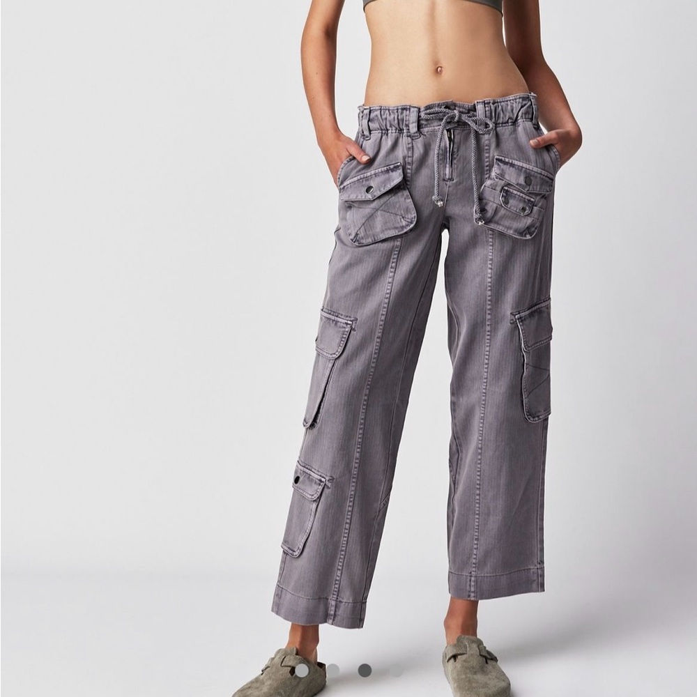Free People Tahiti Cargo Ashblown Gray Pants Size Small